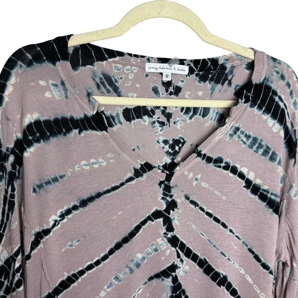 Young Fabulous and Broke Long Sleeve Linen Blend Tie Dye Top Casual Size Small - Picture 2 of 10